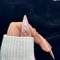 Rose Quartz Chrome Stiletto Press On Nails