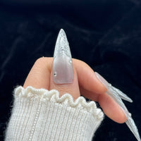 Silver Frost Sculpt Stiletto Press On Nails