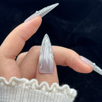 Silver Frost Sculpt Stiletto Press On Nails