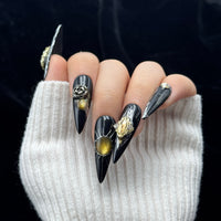Obsidian Crown Stiletto Press On Nails