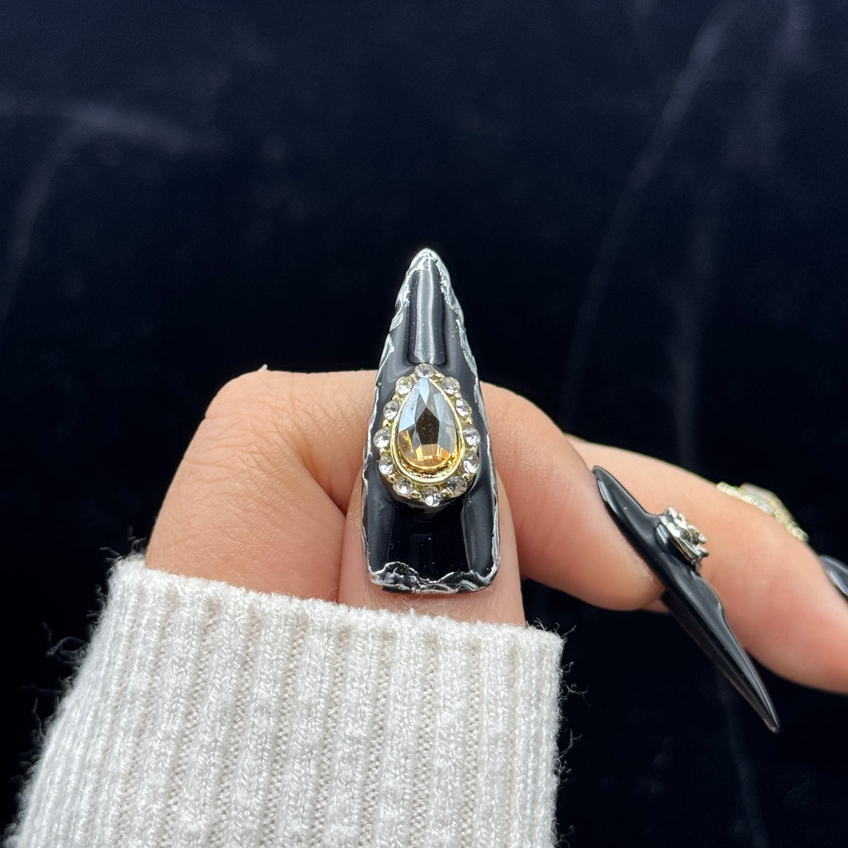 Obsidian Crown Stiletto Press On Nails