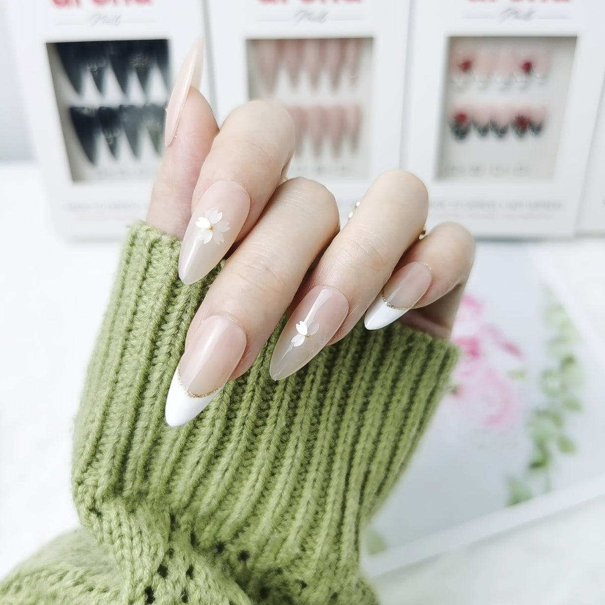 Cherry Blossom Long Almond Press On Nails