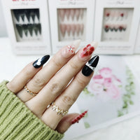 Crimson Bloom Long Almond Press On Nails