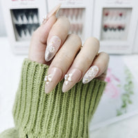Golden Pearl Bloom Almond Press On Nails