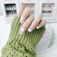 Daisy French Tip Extra Short Oval Press On Nails