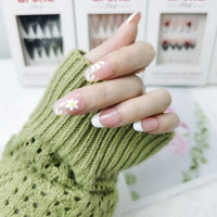 Daisy French Tip Extra Short Oval Press On Nails