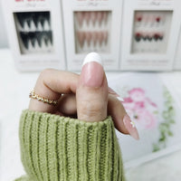 Daisy French Tip Extra Short Oval Press On Nails