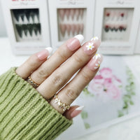 Daisy French Tip Extra Short Oval Press On Nails