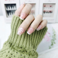 Pink Ribbon Extra Short Squoval Press On Nails