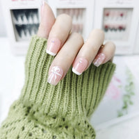 Pink Ribbon Extra Short Squoval Press On Nails