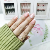Pink Ribbon Extra Short Squoval Press On Nails
