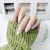 Pink Bloom Almond Press On Nails