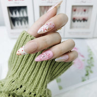 Pink Bloom Almond Press On Nails