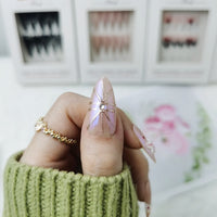 Pink Bloom Almond Press On Nails