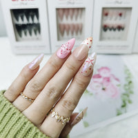 Pink Bloom Almond Press On Nails