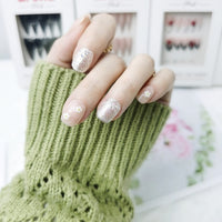 Daisy Sparkle Squoval Press On Nails