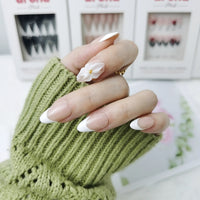 Ivory Bloom Short Almond Press On Nails