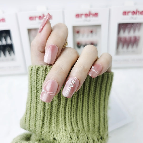Blush Blossom Medium Square Press On Nails