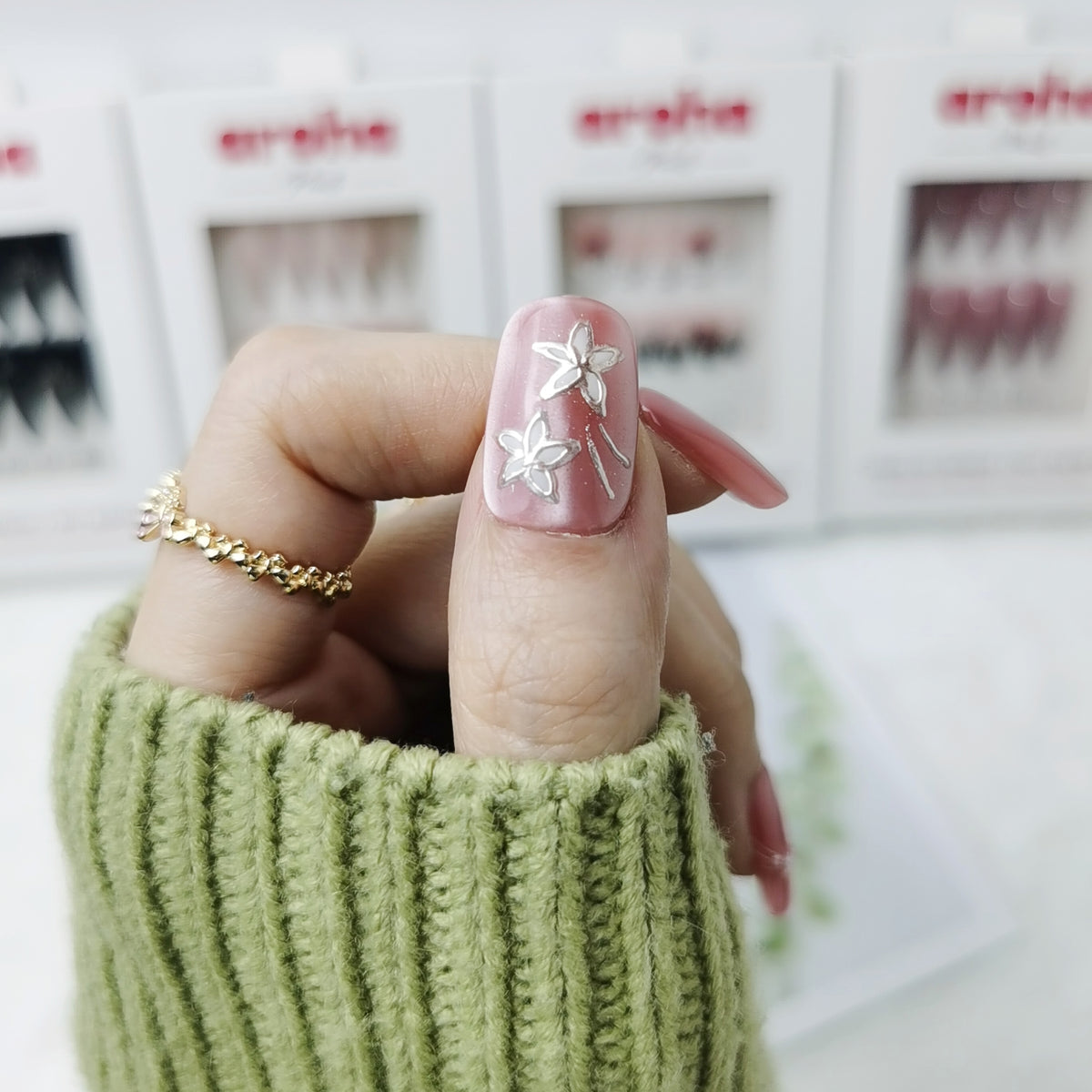 Blush Blossom Medium Square Press On Nails