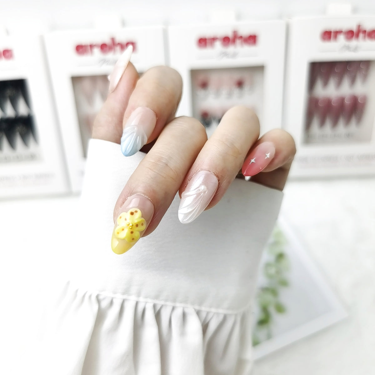 Sunny Blossom Short Almond Press On Nails